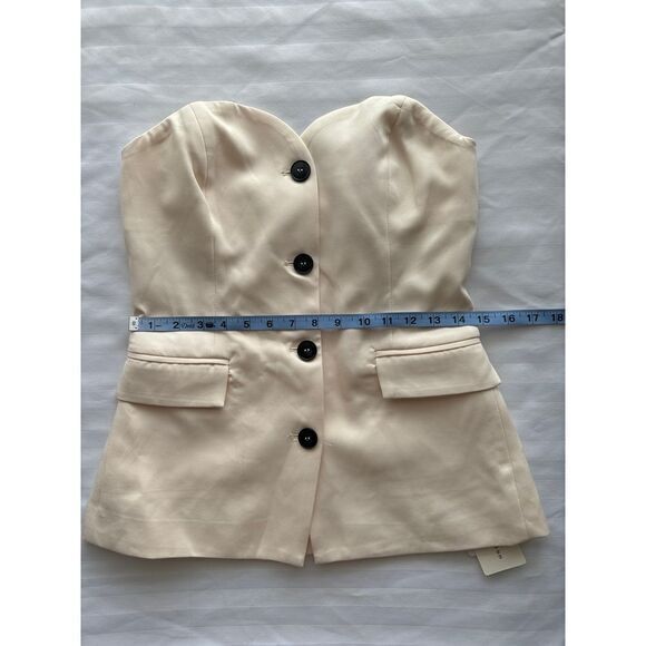 Commense Cream Strapless Corset Tube Top with Button Details size S - Picture 11 of 15